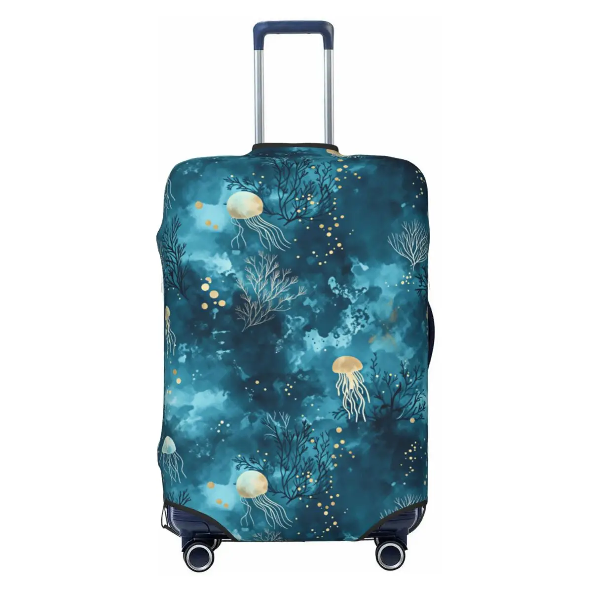 Cute Watercolor Jellyfish Coral Pattern Luggage Cover Protector Elastic Travel Suitcase Covers
