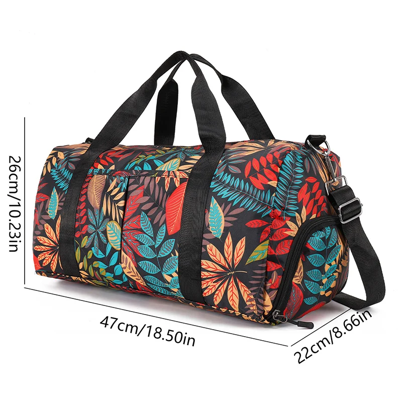 Bolso de viaje grande para hombre y mujer, bolsa de hombro cruzada con estampado de hojas de Arce, impermeable, con personalidad, MD0285