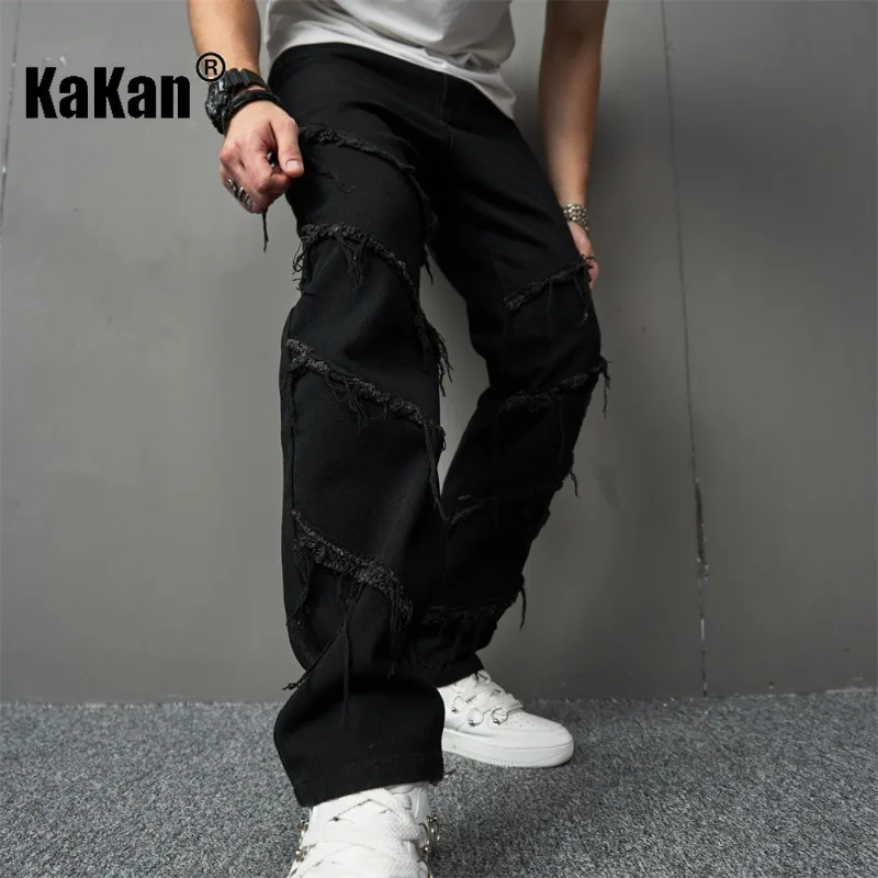 

Kakan European and American New Personalized Embroidered Jeans for Men, Straight Style Casual Long Jeans K9-2321