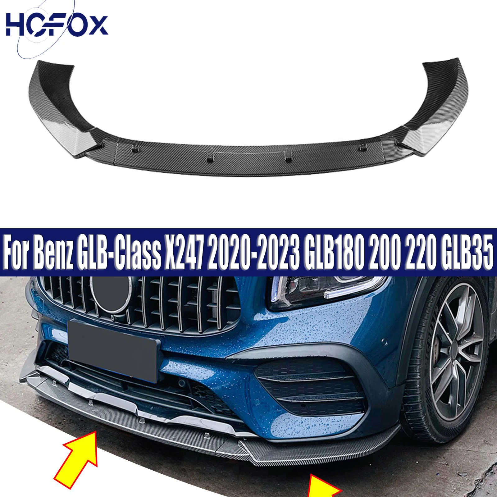 

Front Bumper Spoiler Lip Lower Body Kit For Mercedes Benz GLB-Class X247 2020-2023 GLB180 200 220 GLB35 AMG Sport Models