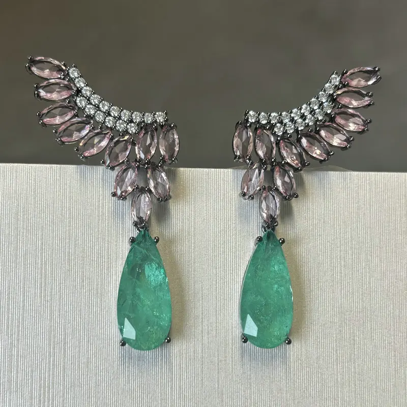 

Bilincolor Vingtage Red and Green Cubic Zirconia Earring for Women