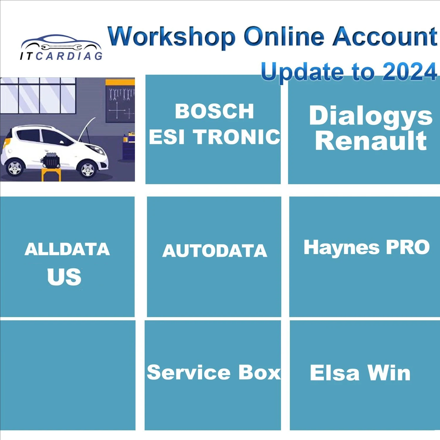 2024 Workshop Repair Online Account for Alldata AutoData Elsa Win Service Box WIS FCA USA Haynes PRORepair Software