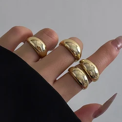 4Pcs Unique Creative Smooth Water Drop Rings for Women Vintage Geometric Adjustable Open Finger Nail Ring Couple Wed Accessories