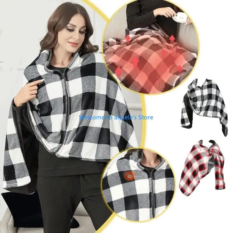 X4YC شال تسخين خفيف الوزن يعمل بمنفذ USB لوحة التدفئة 3-Gear وشاح قابل للتعديل الدفء منديل Capelet للاستخدام المنزلي للسيارة #1