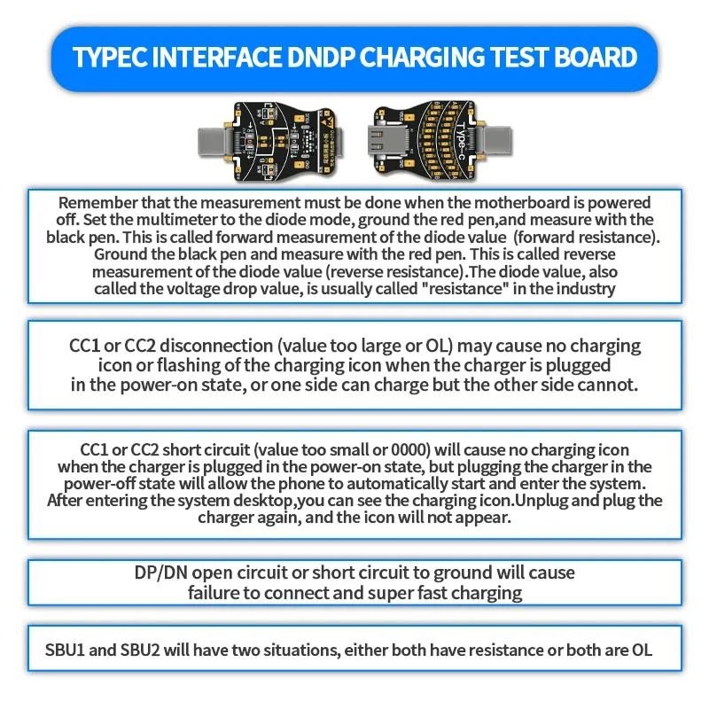 Placa de prueba de carga con conector Type-C/Lightning para reparación de celulares, herramienta de detección de carga 4