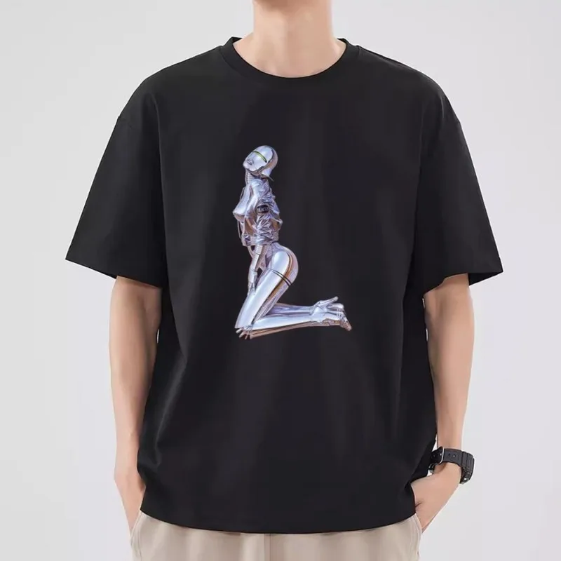 H-Hajime S-Sorayama T Shirt Women Couple Combination Clothes Short Sleeve Collar Fashion T-shirt Man Cotton