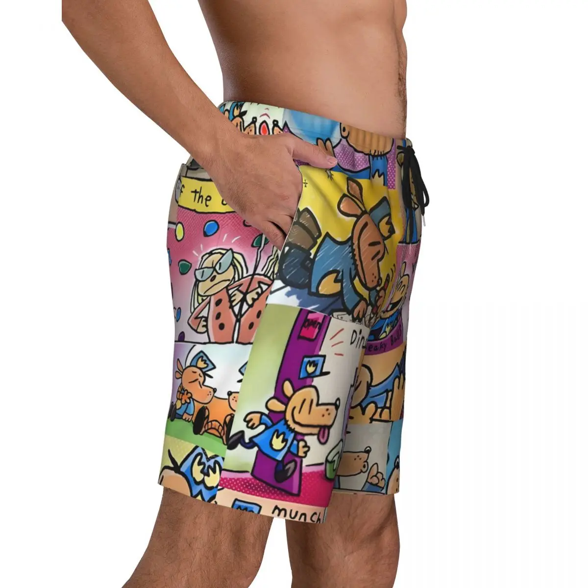 Anime Dog-Man Board Shorts Men's Fashion Beach Shorts Briefs Funny Cartoon Quick Dry Swim Trunks