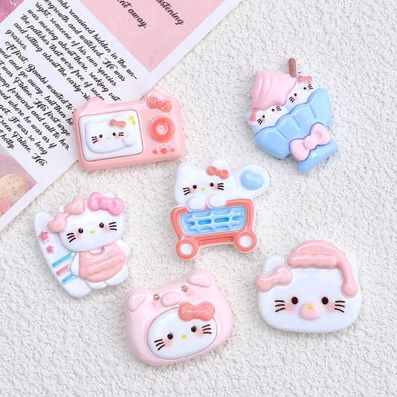 Miniso Convenience Store Kitten Cartoon Cream Glue Diy Accessories Cute Hairpin Crochet Clasp Decorative Resin Accessories Shoe