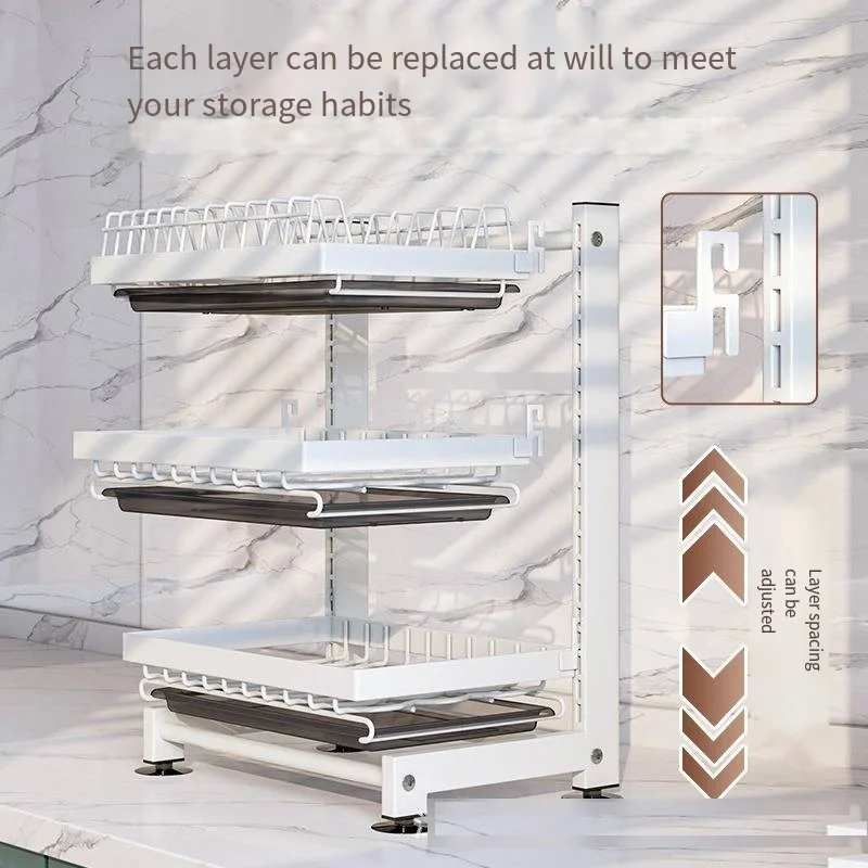 Multi-Functional Kitchen Rack Multi-Layer Household Countertop Buckle Dishware Drain Rack Plate Chopsticks Cupboard Storage Box