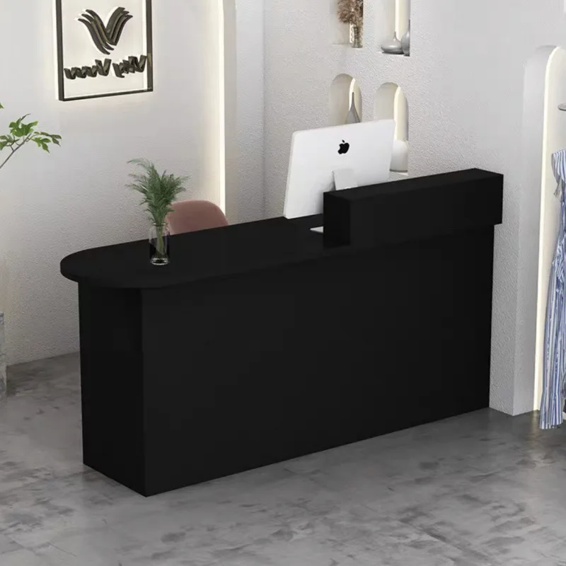 Clothing store checkout page Simple modern curved reception desk Barber shop Small front desk Beauty salon Bar table