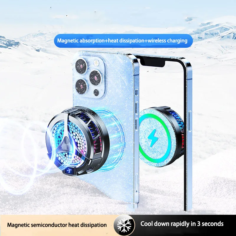 X36 Digital Display Mobile Phone Radiator 9v 15w Magnetic Suction Wireless Fast Charging Silent Semiconductor Cooler Cooling Fan