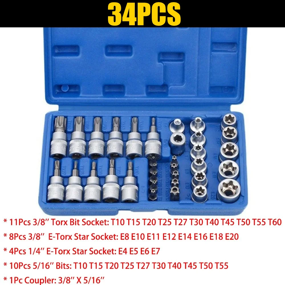 1/4-Zoll-Ratschensteckschlüsselsatz Drehmomentschlüssel Torx-Stern-Steckschlüsseladapter E-Steckschlüssel-Adapter Handwerkzeuge E4 E5 E6 E7 E8 E10 – Detail 9