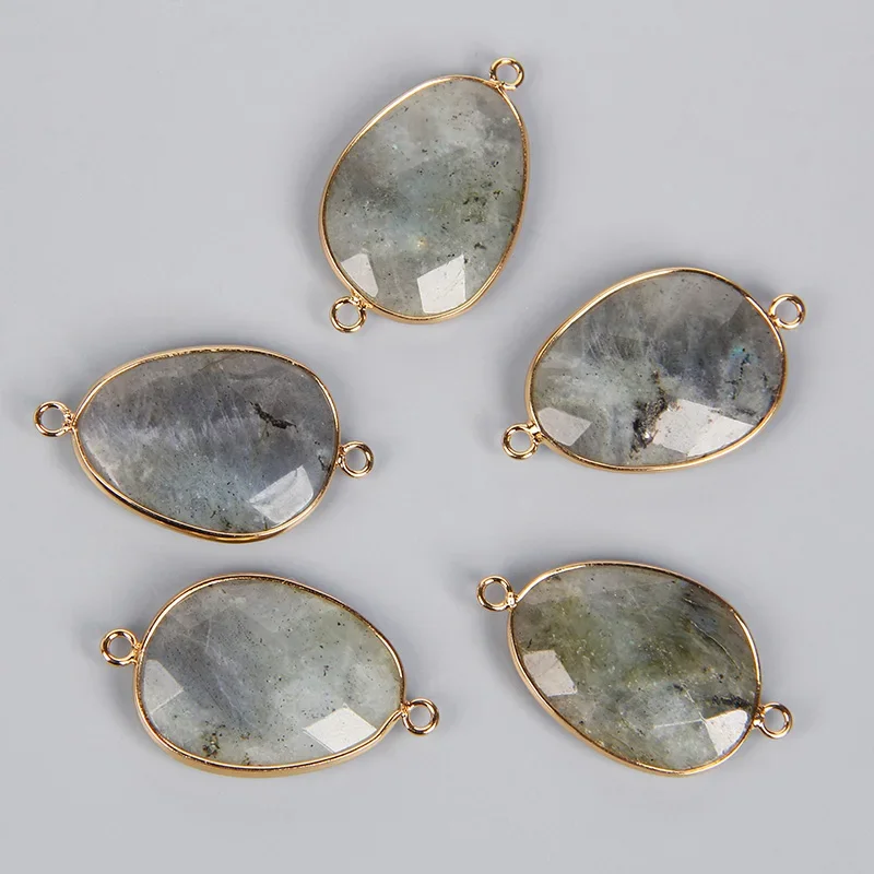 2pcs Natural Stone Pendants Amethysts Lapis Crystal