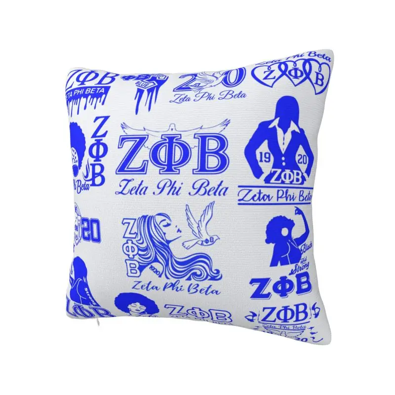 Custom Fashion Zeta Phi Beta Greek Logo Wallpaper Throw Pillow Case Decoration Square Cushion Cover Pillowcover for Sofa