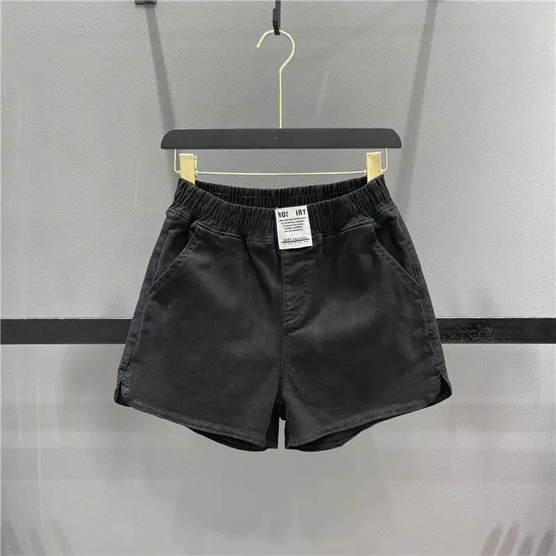 Summer Plus Size Elastic Waist Loose Shorts Solid All-match Youth Fashion A-line Wide Leg Hot Pants Trend Casual Women Clothing