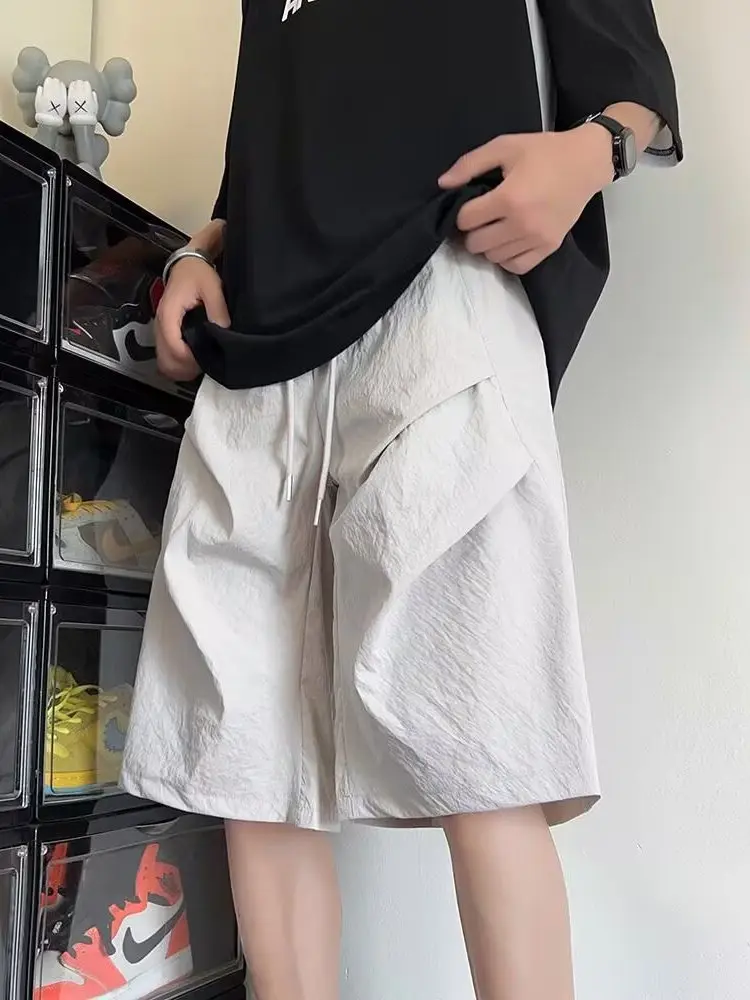 الجليد الحرير كوي الجافة الرجال orts الصيف رقيقة مطوي بنطلون رياضي فضفاض شعور رائع عادية خمسة أرباع طول مستقيم الساق الجينز #3