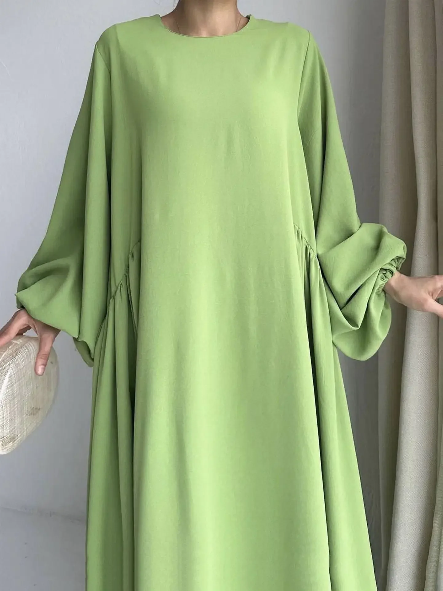 Ramadan New Dubai Solid Simple Clothing Robes Muslim Dress Womens Abayas Fashion Kaftan