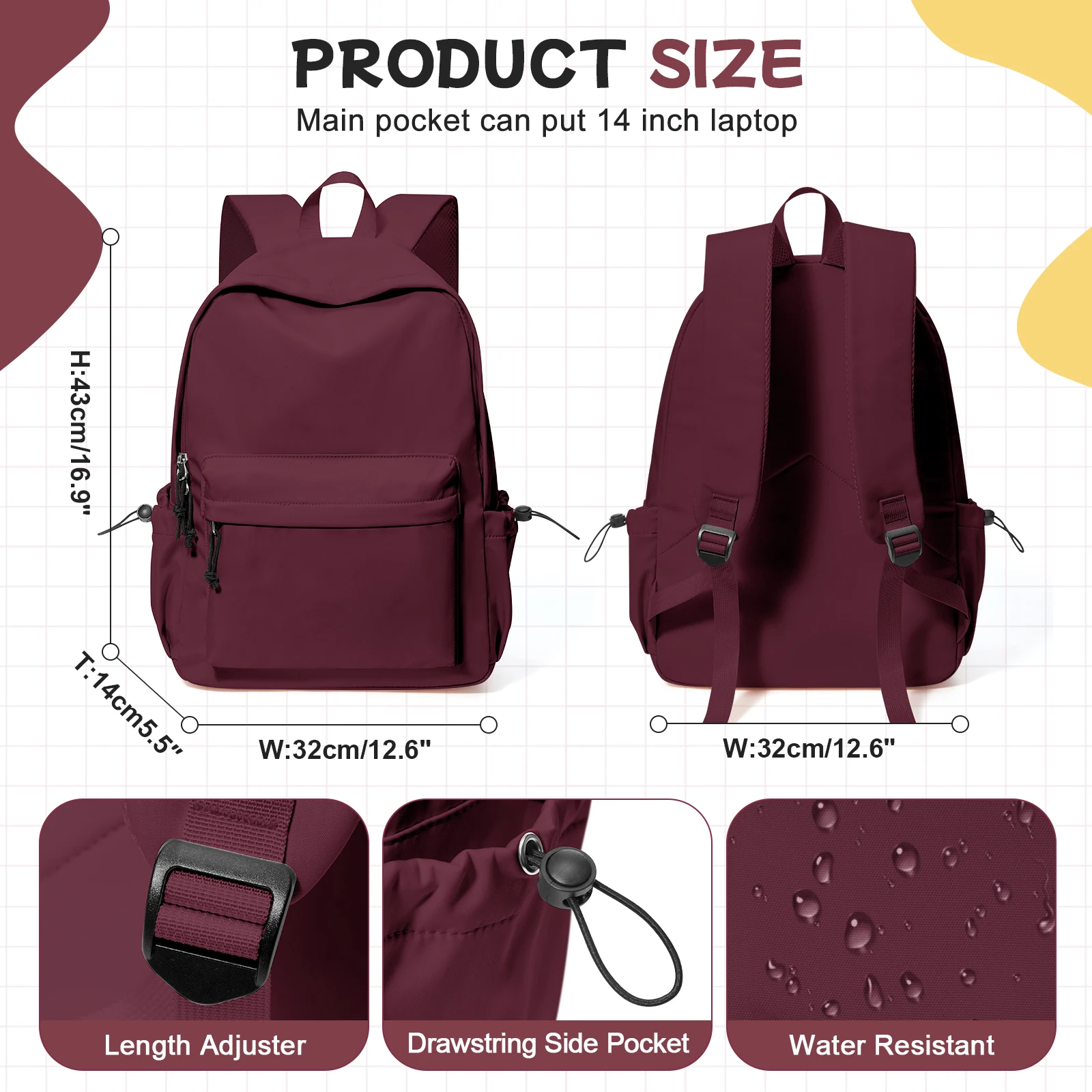 School Backpack for Teenagers Girls Boys, Women's Backpack College High School Bag, Travel Laptop Backpack Work Casual Daypack