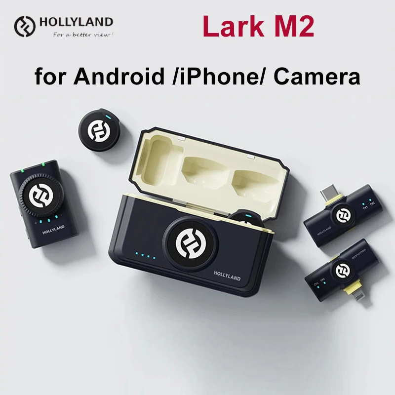 ميكروفون Hollyland Lark M2 ذو نطاق 300 متر لاسلكيًا 48 كيلو هرتز 24 بت 10 ساعات ميكروفون لاسلكي وقت العمل لمقابلة Vlog المباشرة