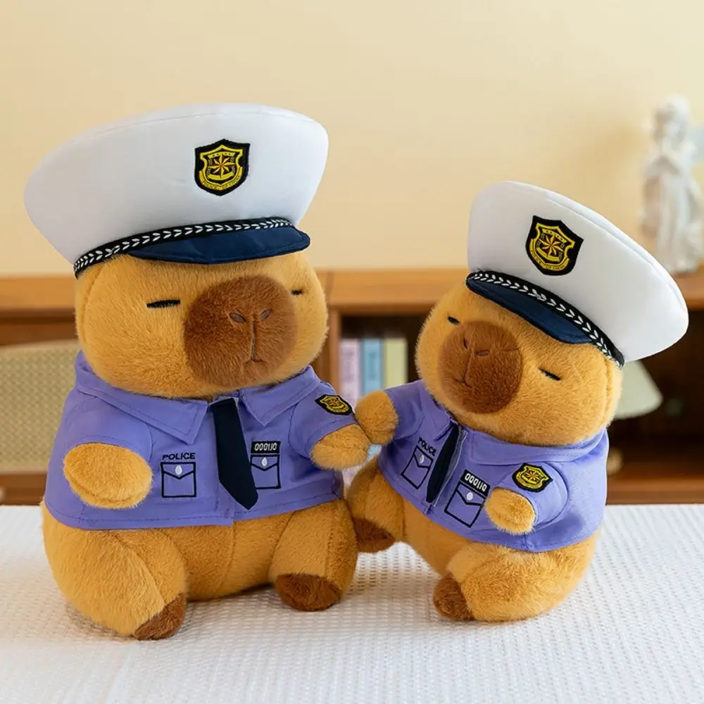 Capybara Police Capybara Doll Simulation Cloth Doll Simulation Capybara Ornaments Soft Cute Doll Animals Plush Toy Home Decor