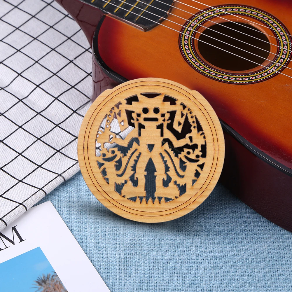 Guitar Sound Hole Cover Covers Resonator Screen Feedback Buffer Wooden Soundhole for 40/41 Inch Acoustic Guitar