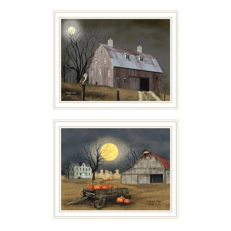 

Autumn Moonlit Nights White Framed Wall Art 2-Piece Set for Living Room Bedroom Decor by Billy Jacobs