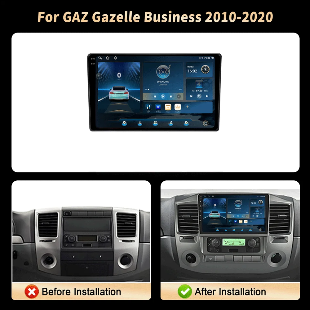 Car Radio Android 16 Carplay Auto For GAZ Gazelle Busines Next 2010-2021 GPS 2din Multimedia Video Player Navigation 2 DIN Audio