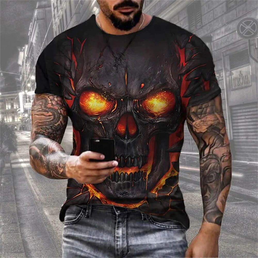 

Summer Moda Gothic Skull 3D Edition T-Shirt Streetwear Men Harajuku Casual Boy O-Boyun T Shirt Tees Tops Clothing