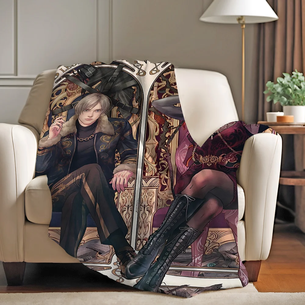 Game R-Resident Leon kennedy Evil Blanket Perfect Gift For Sofa Office Bed Plane Travel Sleep Read Relax Camping