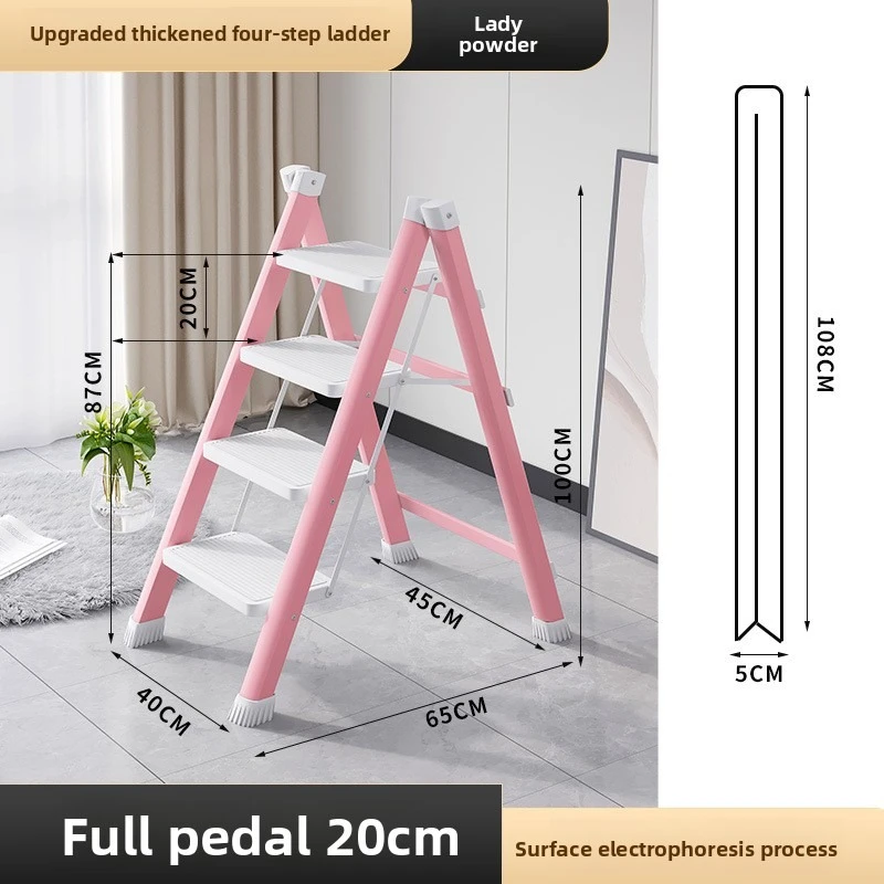 Cream style home folding ladder, colorful folding ladder, climbing folding ladder, storage rack, flowerpot rack, plant rack