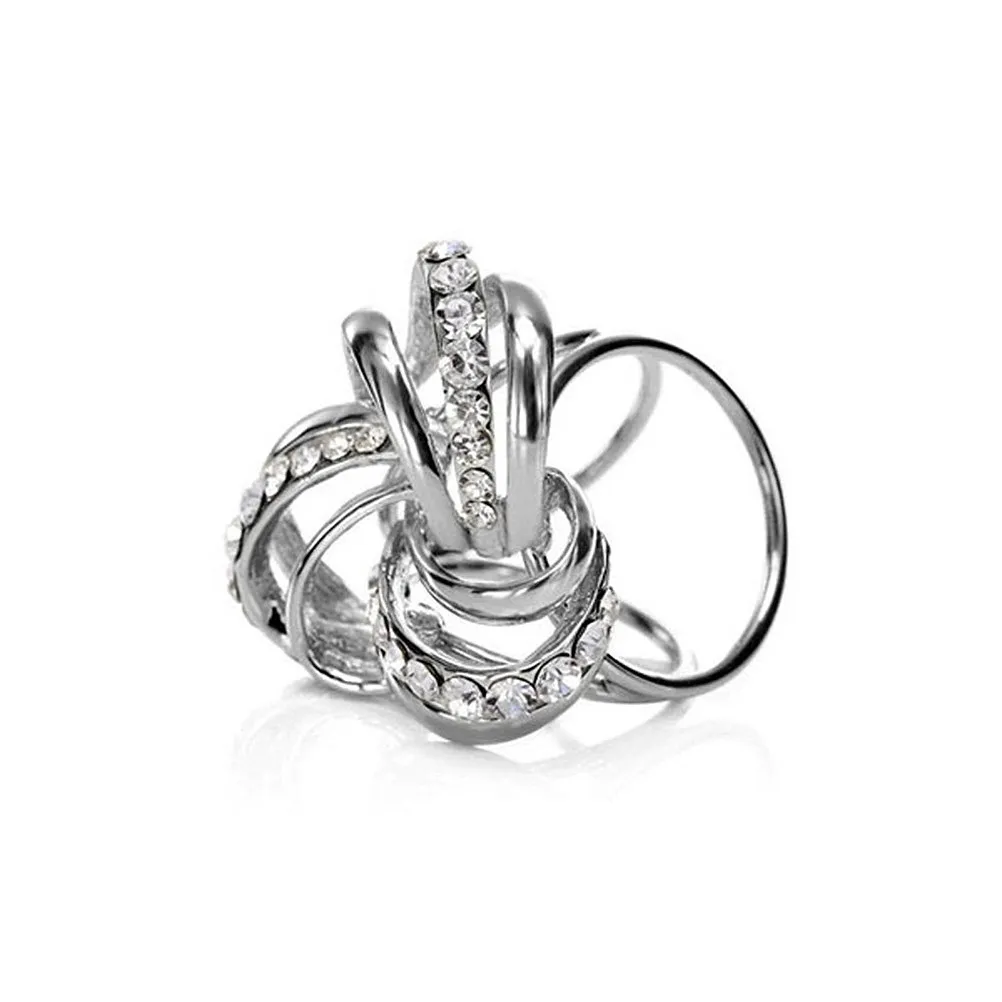 

28x28cm Silver 3 Ring Scarf Shawl Clip Rhinestone Decorated Elegant Vintage Wedding Party Gift Scarf Ring Shawl Clip