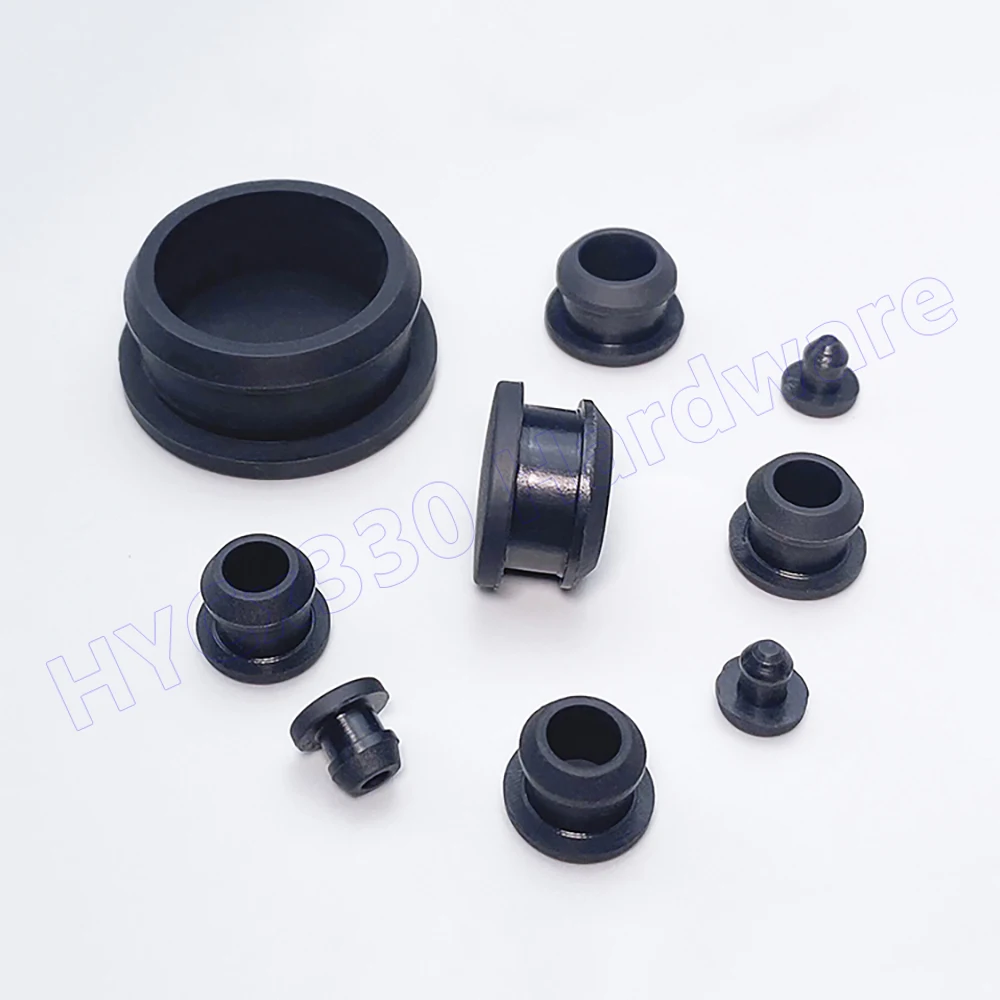 5PCS Silicone Rubber Hole Plug Snap-on Seal T-Shape Gasket Inserts Bungs Blanking End Caps Stopper Black 2.5 3 3.5 4 4.5 to 12mm