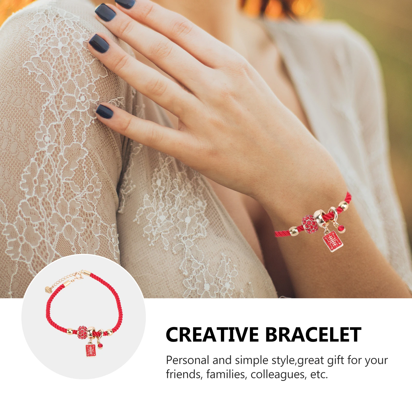 

1pc Red Bracelet Creative Stylish Hand Chain Durable Simple Bangle Daily Wearing Jewelry Year Party Student Accessory Hand