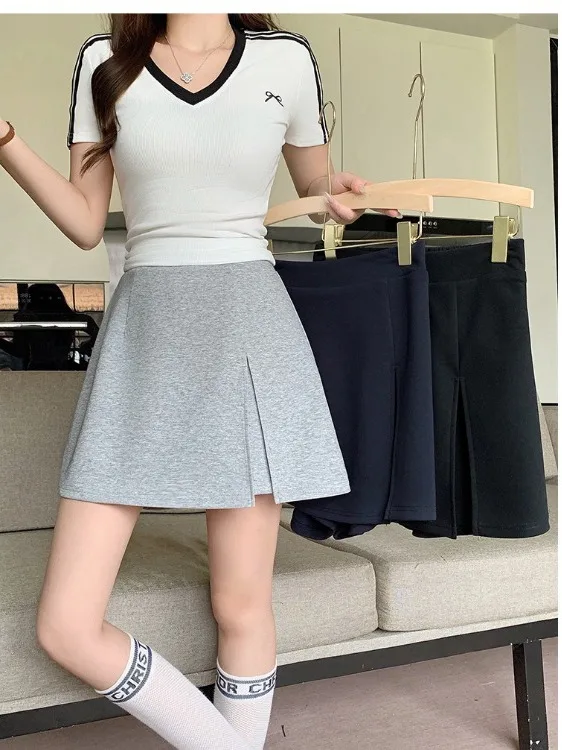 

plus Size Women's Sweet And Spicy Casual Bodycon Skirt High Waist Slit Anti-Light Summer New Style Slimming Skirt Pants