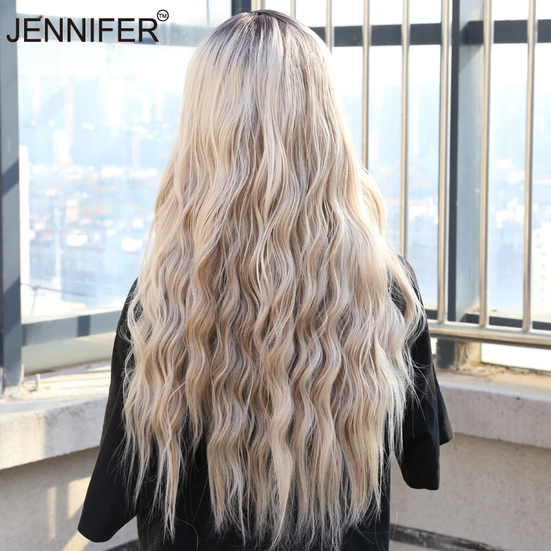 Synthetic Lace Wigs For  Women  26inch Long Wavy Middle Parting  Hair 3 Color optional   High Temperature Fiber Cosplay/Daily