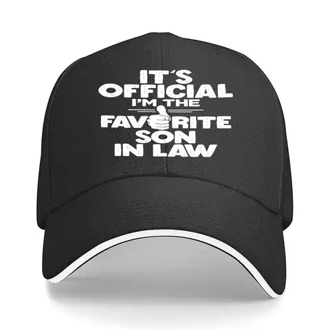 _Official I Am The Favorite Son-in-Law_ Baseball Cap - Vintage Black Adjustable Dad Hat with Letteri Sandwich Baseball Cap