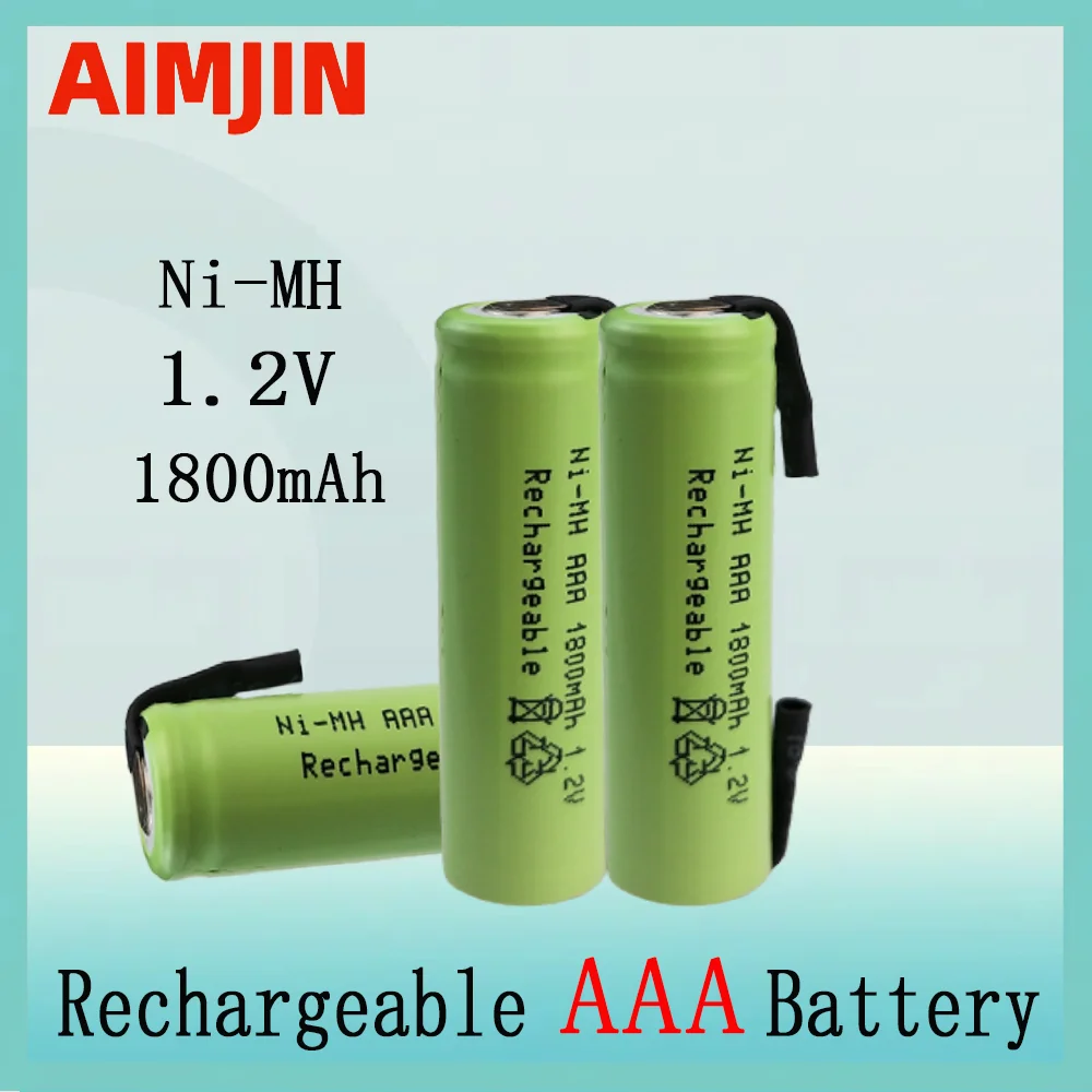 

1.2V 1800mAh Ni-Mh AAA Rechargeable Battery Cell With Solder Tabs For Philips Braun Electric Shaver Razor Toothbrush