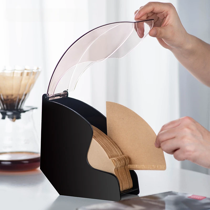 Coffee Filter Paper Storage Box Fan Shaped Filter Paper Box Hand Brewed Coffee Filter Paper Dust-proof Storage