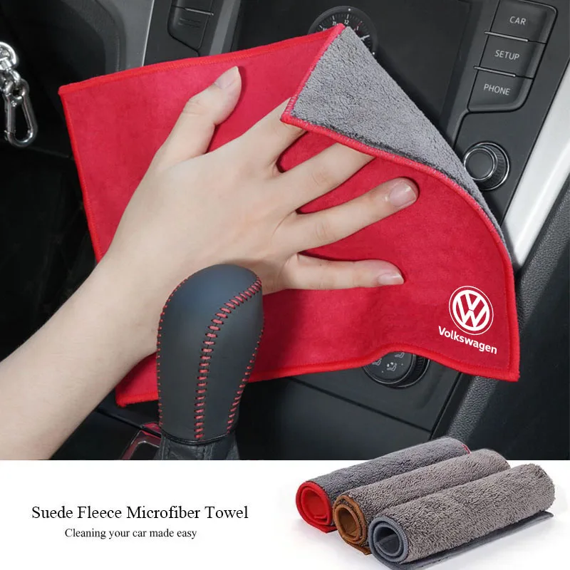 Car Microfiber Cleaning Towel Wipe Drying Cloth Clean Tools For VW GTI Polo Golf Passat Tiguan Arteon Touareg Taigo Caddy Jetta