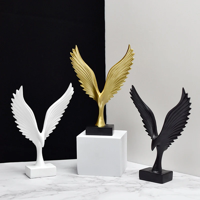 European Eagle/Angel Wing Statue Sculpture Figurine Resin Dapeng Spreading Collection Miniature for TV Cabinet Home Decoration