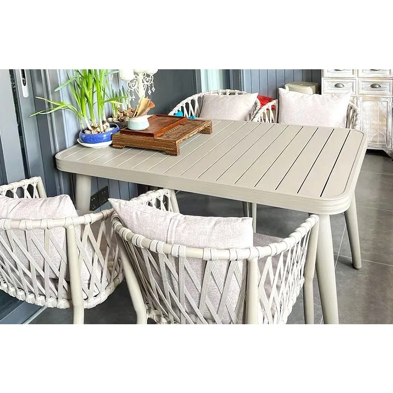 

Table and chair pull rope waterproof advanced outdoor indoor garden waterproof milk tea shop table and chair combination