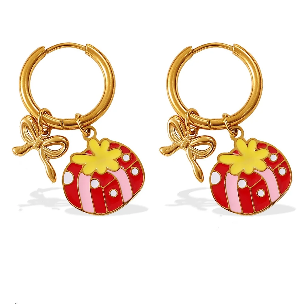 Christmas style Elk Earrings Oil Drop Snowman Santa Stainless Steel for WomenFestive Accessories