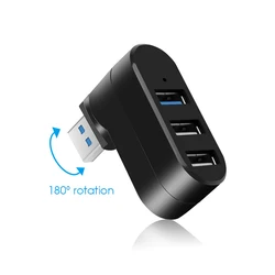 Adaptador de concentrador USB 3,0, divisor de lector de disco U de alta velocidad, rotación 180, 3 puertos USB 2,0 para ordenador, PC, portátil, Mac, Mini Accesorios