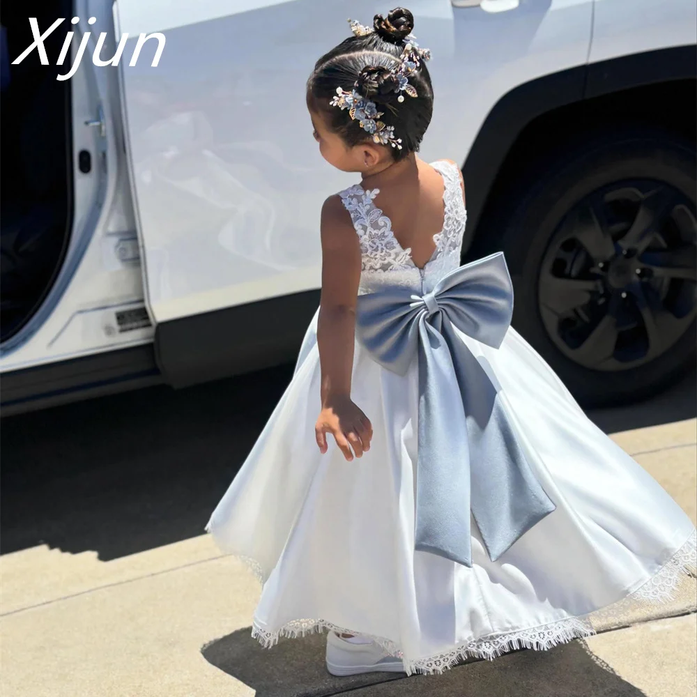 Xijun Exquisite Tiered Ball Girl Dresses O Neck Sleeveless Birthday Dress Bow Lace Flowers Gown Party Dress 2026 Customized