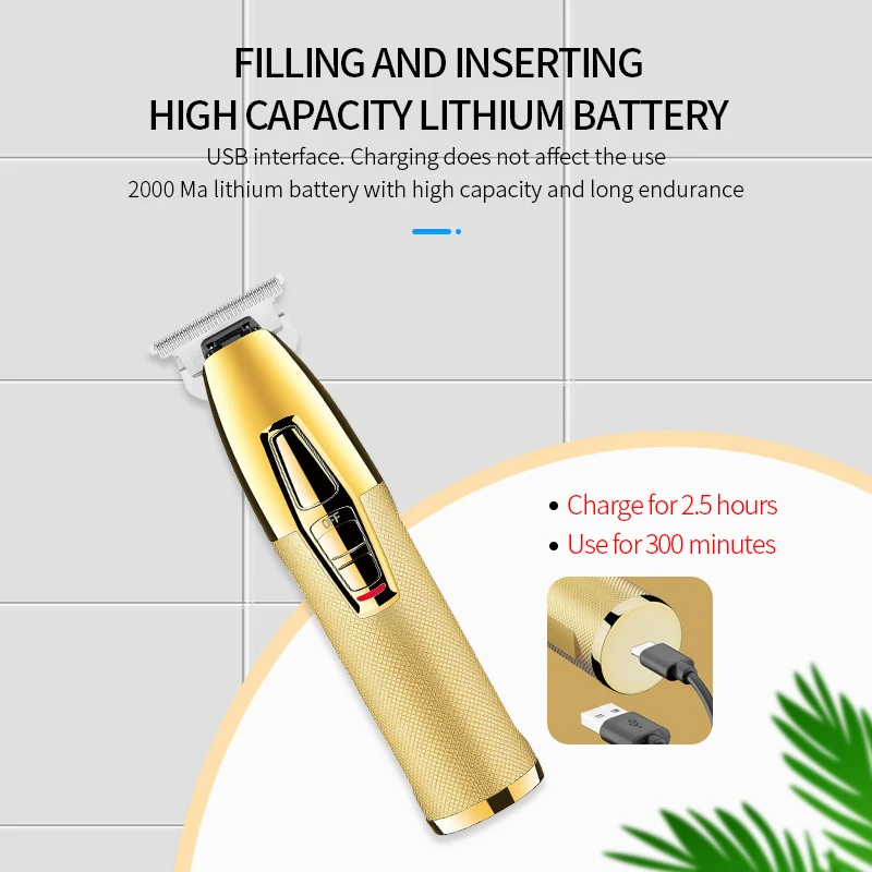 Kemei KM-5093 Hair Clipper Professional Finish Hair Cutting Machine Hair Beard Trimmer 0mm Skin Cut Electric Cutter Rechargeable