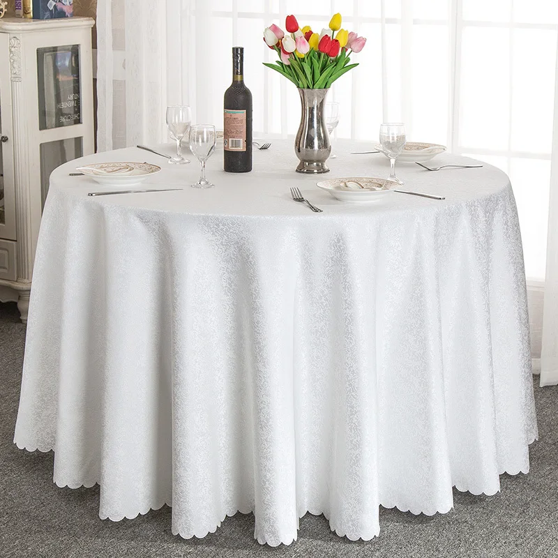 220/240/260CM Thick Table Linen Cloth Round Tablecloth Cover For Hotel Banquet Wedding Event Birthday Party Dining Decoration