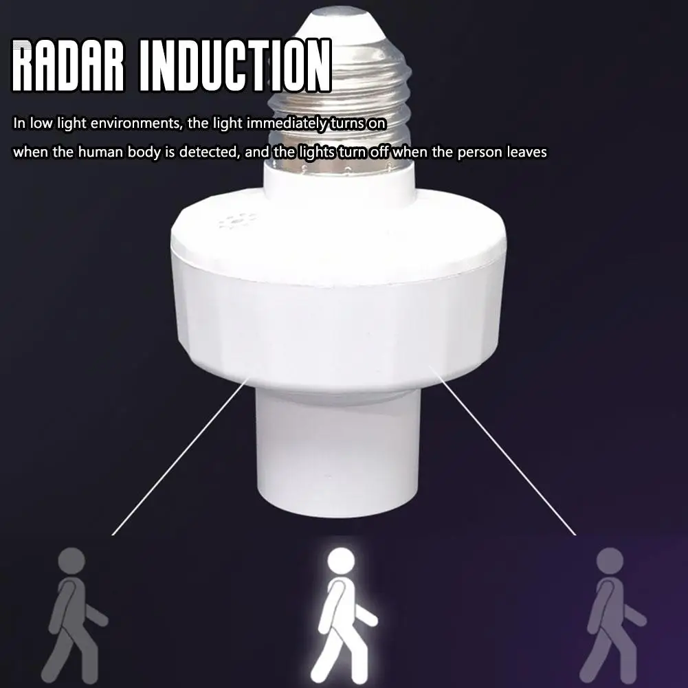 E27 Radar Induction Lights Socket Smart Light Bulbs Sensor Human Base New Adapter Motion Light Lamp Room Light Switch Switc O6E2