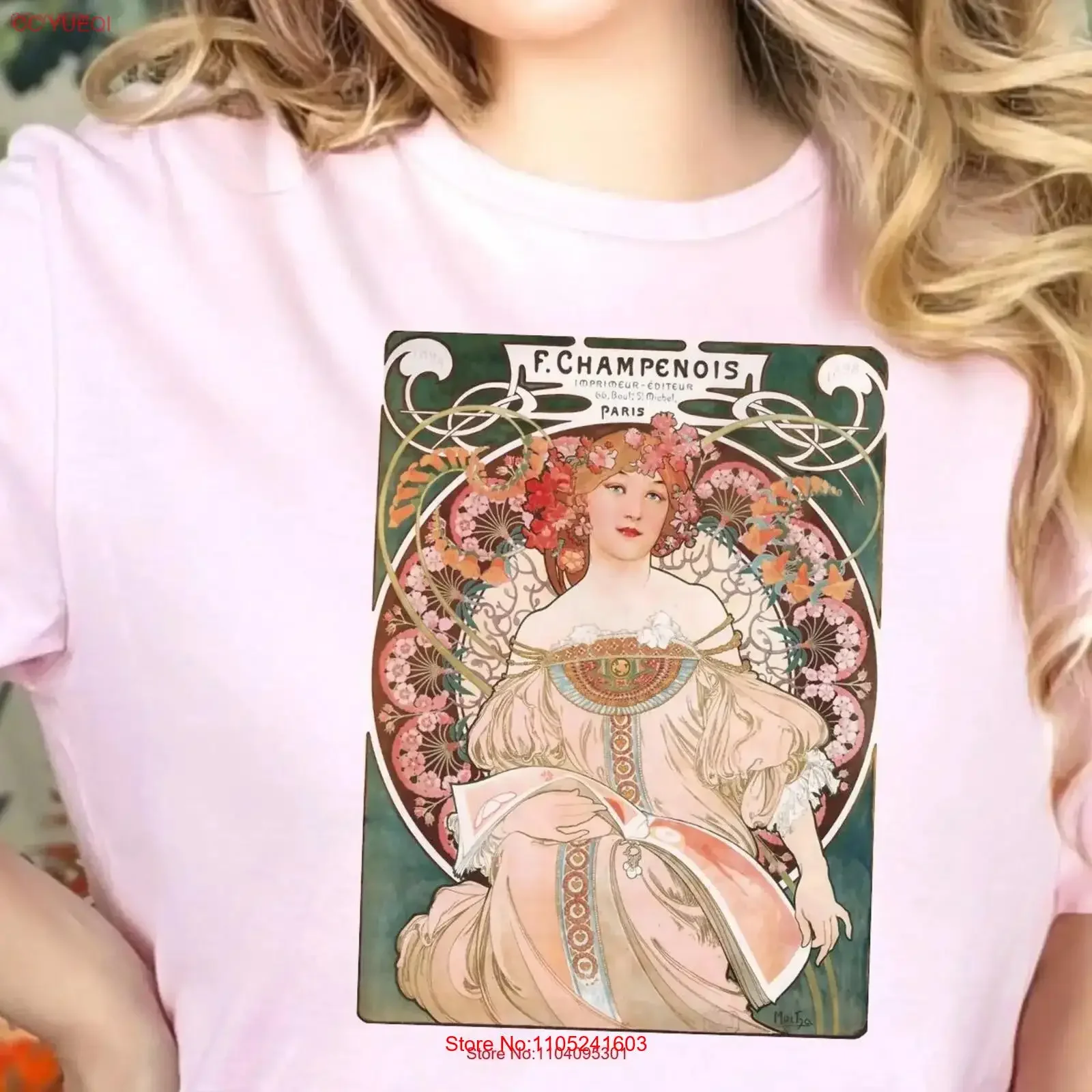 Art Nouveau shirt Reverie based on Alphonse Mucha aesthetic t boho hippie vintage painting artsy vintage Washed Breathable