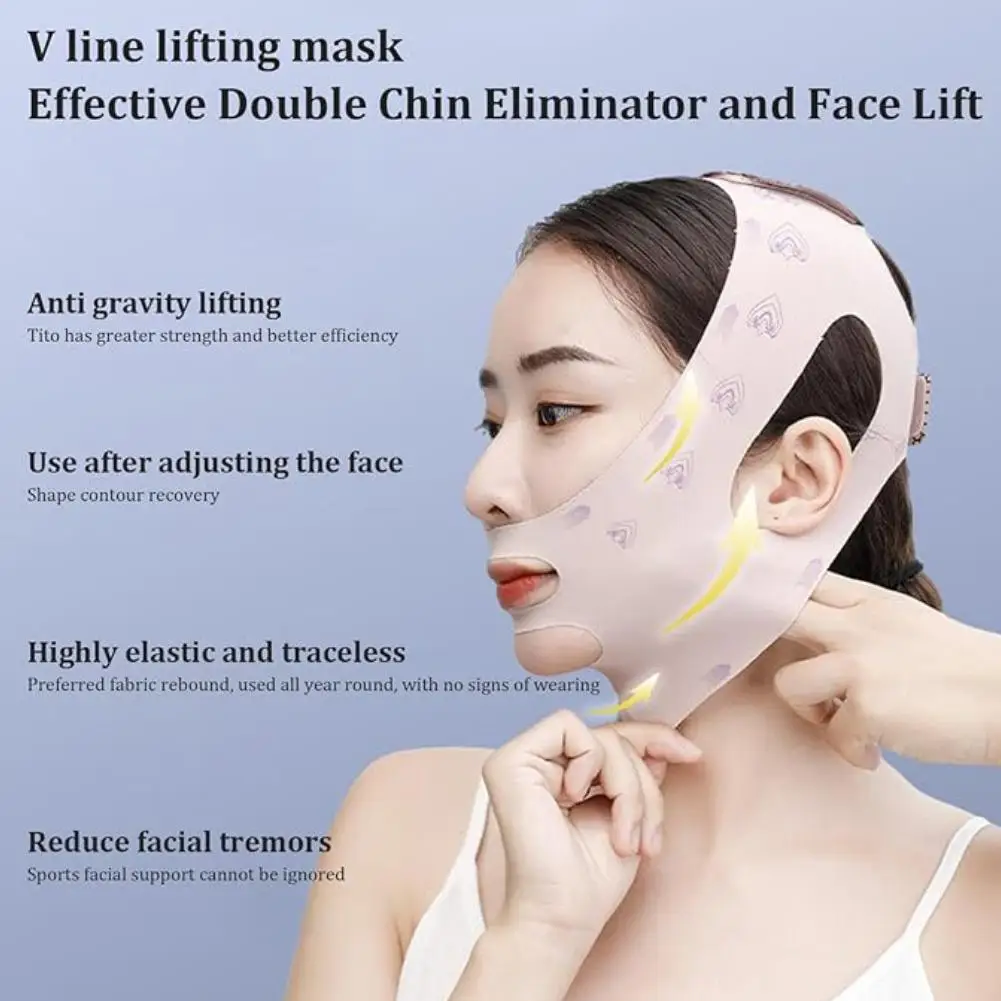 Sangle Amincissante pour le Visage, Autocollants Anti-Bandage, Ceinture de Lifting du Double Menton en V, Forme Ovale, J5b3