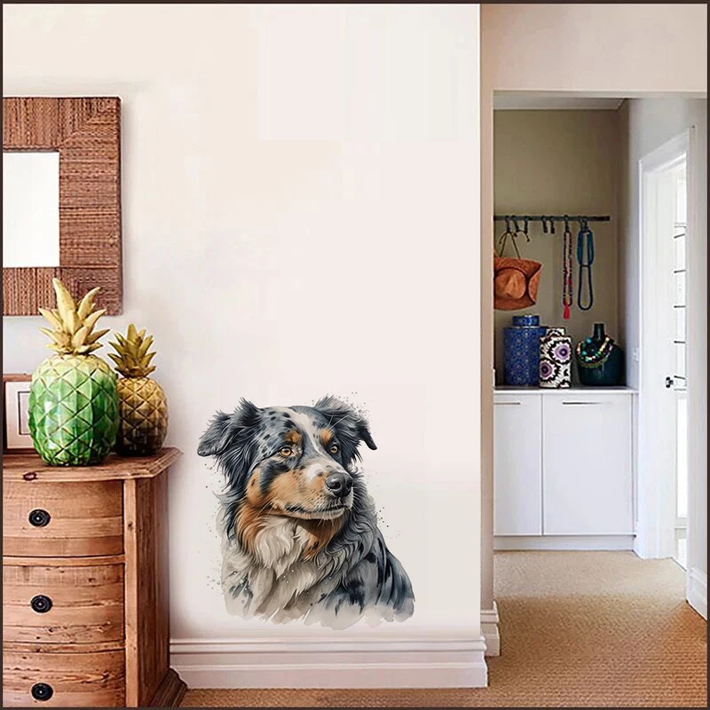 T785#Australian Shepherd Dog Wall Sticker Kids Room Background Home Decoration Mural Living Room Wallpaper Funny Decal